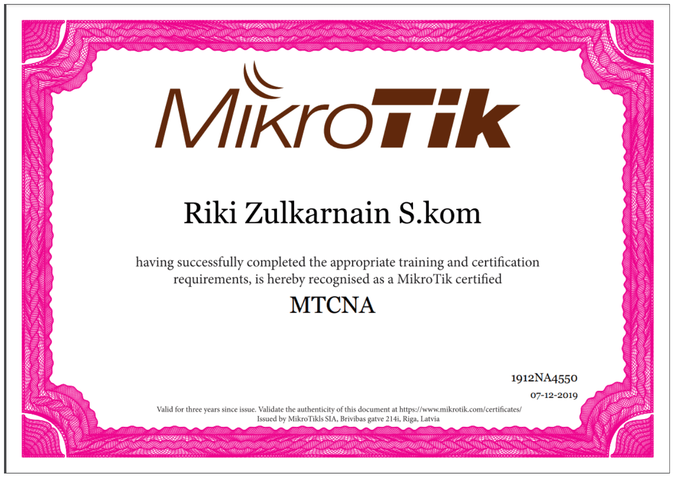 Sertifikasi Mikrotik