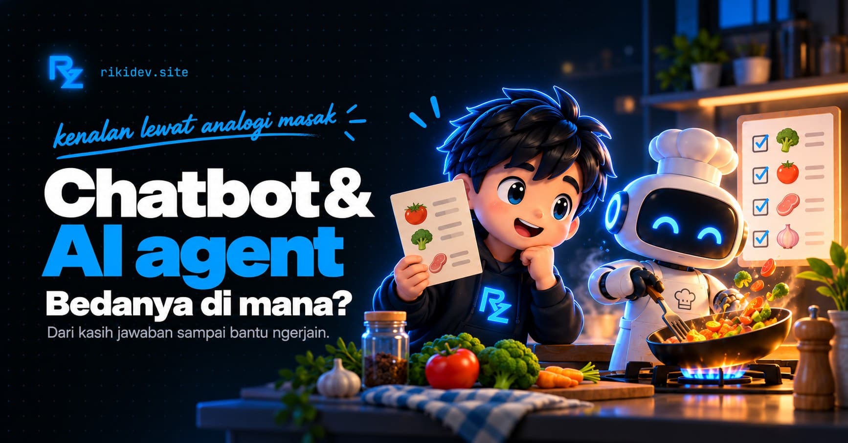 Perbedaan dasar chatbot dan AI agent: siklus understand-choose-act-check